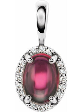 14K White Gold Natural White Opal & .04 CTW Natural Diamond Halo-Style Pendant