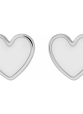 14K Yellow Gold Black Enamel Heart Earrings