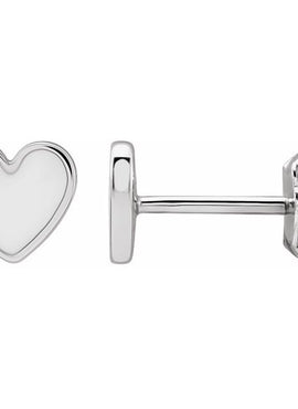 14K Yellow Gold Black Enamel Heart Earrings