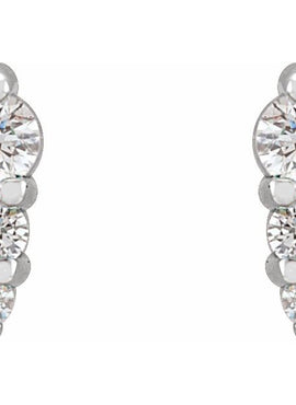 14K White Gold 1/5 CTW Natural Diamond Graduated Bar Earrings