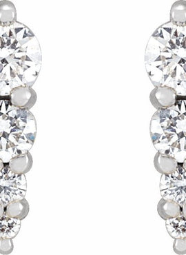 14K White Gold 1/5 CTW Natural Diamond Graduated Bar Earrings