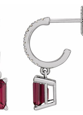 14K White Gold Natural Sky Blue Topaz & .08 CTW Natural Diamond French-Set Hoop Earrings