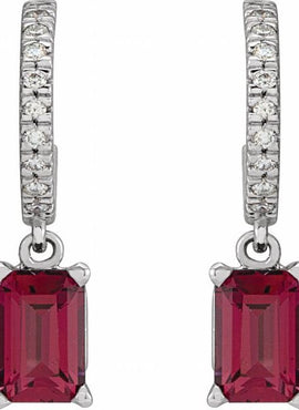 14K White Gold Natural Sky Blue Topaz & .08 CTW Natural Diamond French-Set Hoop Earrings