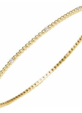 14K Yellow Gold 1/3 CTW Natural Diamond Beaded Bangle 7 3/4