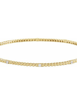 14K Yellow Gold 1/3 CTW Natural Diamond Beaded Bangle 7 3/4