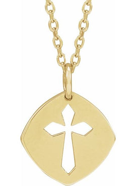 Platinum 12.75x9.99 mm Pierced Cross 16-18