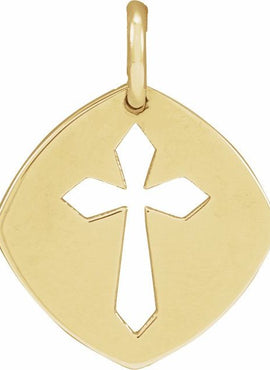 Platinum 12.75x9.99 mm Pierced Cross 16-18