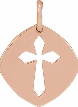 Platinum 12.75x9.99 mm Pierced Cross 16-18