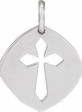 Platinum 12.75x9.99 mm Pierced Cross 16-18
