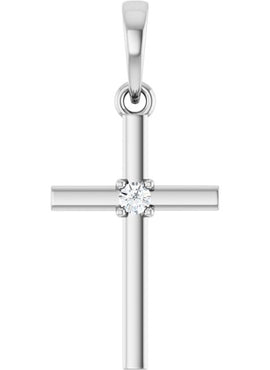 14K Yellow Gold .015 CT Natural Diamond Cross Pendant