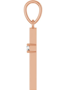 14K Yellow Gold .015 CT Natural Diamond Cross Pendant