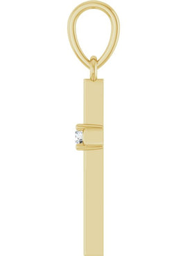 14K Yellow Gold .015 CT Natural Diamond Cross Pendant
