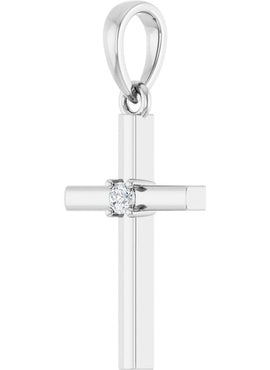 14K Yellow Gold .015 CT Natural Diamond Cross Pendant