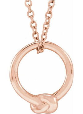 14K Rose Gold 11.46x10.1 mm Circle Knot Pendant
