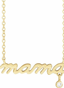 14K Yellow Gold .015 CT Natural Diamond Mama 18