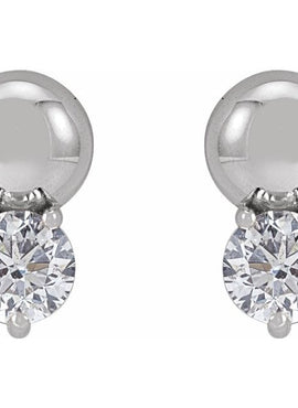 Platinum 1/5 CTW Natural Diamond Bead Earrings