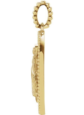 14K Yellow Gold Black Enamel Miraculous Medal Pendant