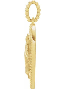 14K Yellow Gold Black Enamel Miraculous Medal Pendant