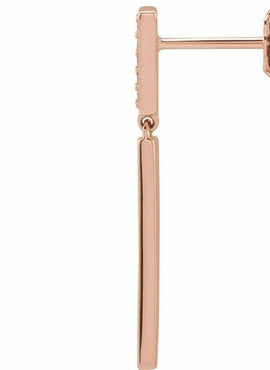 14K Yellow Gold .06 CTW Natural Diamond & Black Enamel Bar Earrings