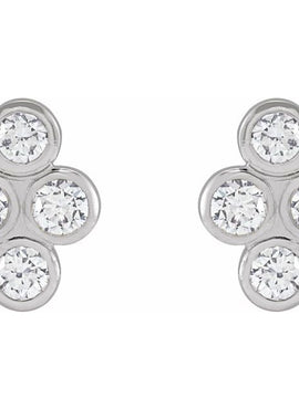 14K Rose Gold 3/4 CTW Natural Diamond Bezel-Set Cluster Earrings