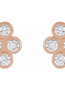 14K Rose Gold 3/4 CTW Natural Diamond Bezel-Set Cluster Earrings