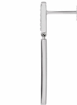 14K Yellow Gold .06 CTW Natural Diamond & Black Enamel Bar Earrings