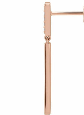 14K Yellow Gold .06 CTW Natural Diamond & Black Enamel Bar Earrings
