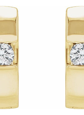 14K White Gold 1/4 CTW Natural Diamond 12 mm Hinged Huggie Hoop Earrings