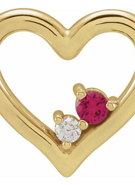 Sterling Silver Natural Ruby & .015 CT Natural Diamond Heart Pendant