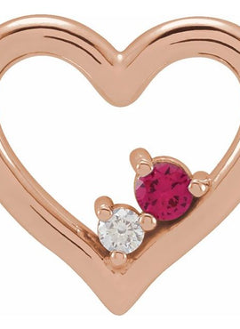Sterling Silver Natural Ruby & .015 CT Natural Diamond Heart Pendant