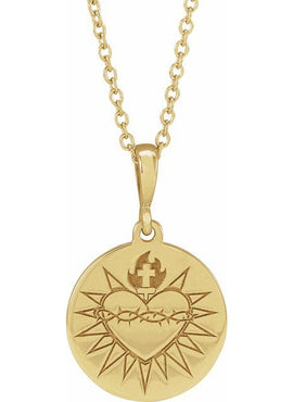 14K Yellow Gold Sacred Heart 16-18