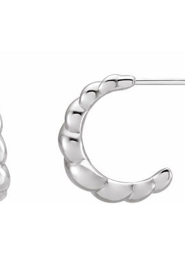 14K Yellow Gold Rope Dome Left Hoop Earring