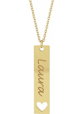 14K White Gold Engravable Bar 16-18