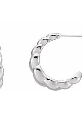 14K Yellow Gold Rope Dome Left Hoop Earring