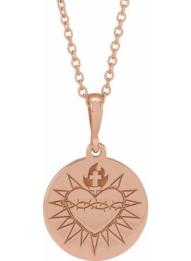 14K Yellow Gold Sacred Heart 16-18