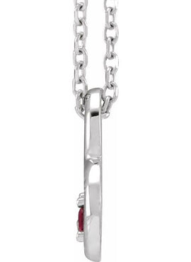 Sterling Silver Natural Ruby & .015 CT Natural Diamond Heart Pendant