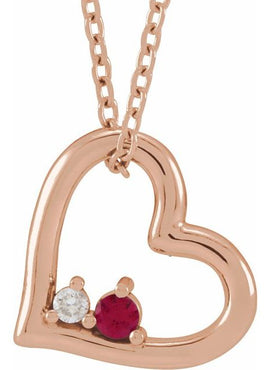 Sterling Silver Natural Ruby & .015 CT Natural Diamond Heart Pendant
