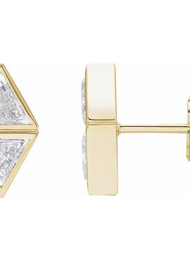14K White Gold 1/4 CTW Natural Diamond Two-Stone Bezel-Set Earrings
