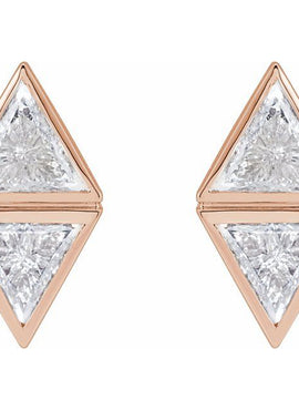 14K White Gold 1/4 CTW Natural Diamond Two-Stone Bezel-Set Earrings