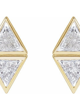 14K White Gold 1/4 CTW Natural Diamond Two-Stone Bezel-Set Earrings