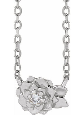 14K Rose Gold .015 CT Natural Diamond Flower 16-18