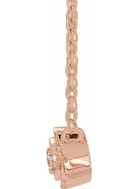 14K Rose Gold .015 CT Natural Diamond Flower 16-18