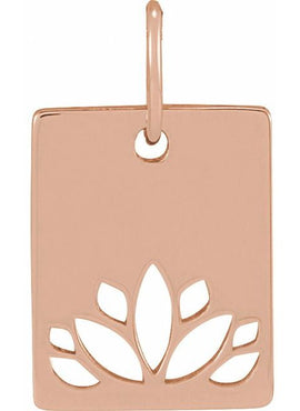 14K Rose Gold 13.78x8 mm Lotus Pendant