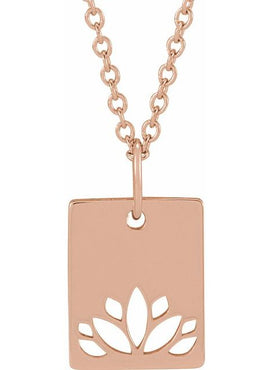 14K Rose Gold 13.78x8 mm Lotus Pendant