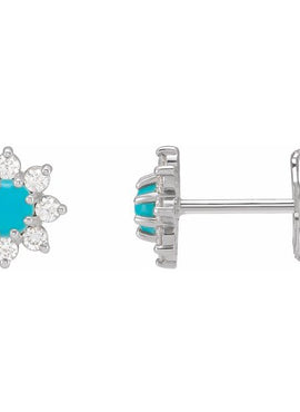 14K White Gold Natural Citrine & 1/8 CTW Natural Diamond Flower Earrings