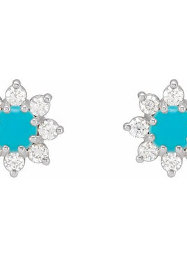 14K White Gold Natural Citrine & 1/8 CTW Natural Diamond Flower Earrings