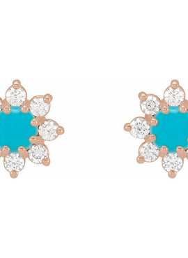 14K White Gold Natural Citrine & 1/8 CTW Natural Diamond Flower Earrings