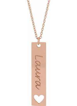 14K White Gold Engravable Bar 16-18