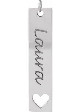 14K White Gold Engravable Bar 16-18