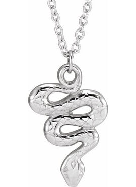 Sterling Silver 15.1x9.8 mm Snake Pendant